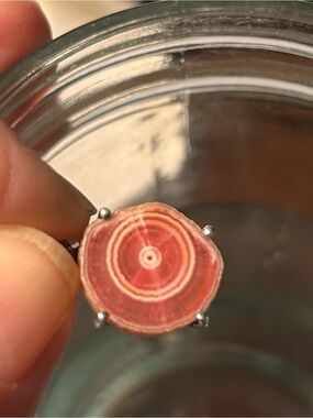 Genuine Rhodochrosite Slice and Sterling Silver Pendant RARE
